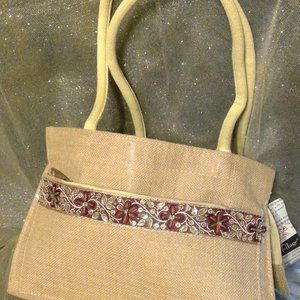 Jute Cottage Beige Sequined Purse
